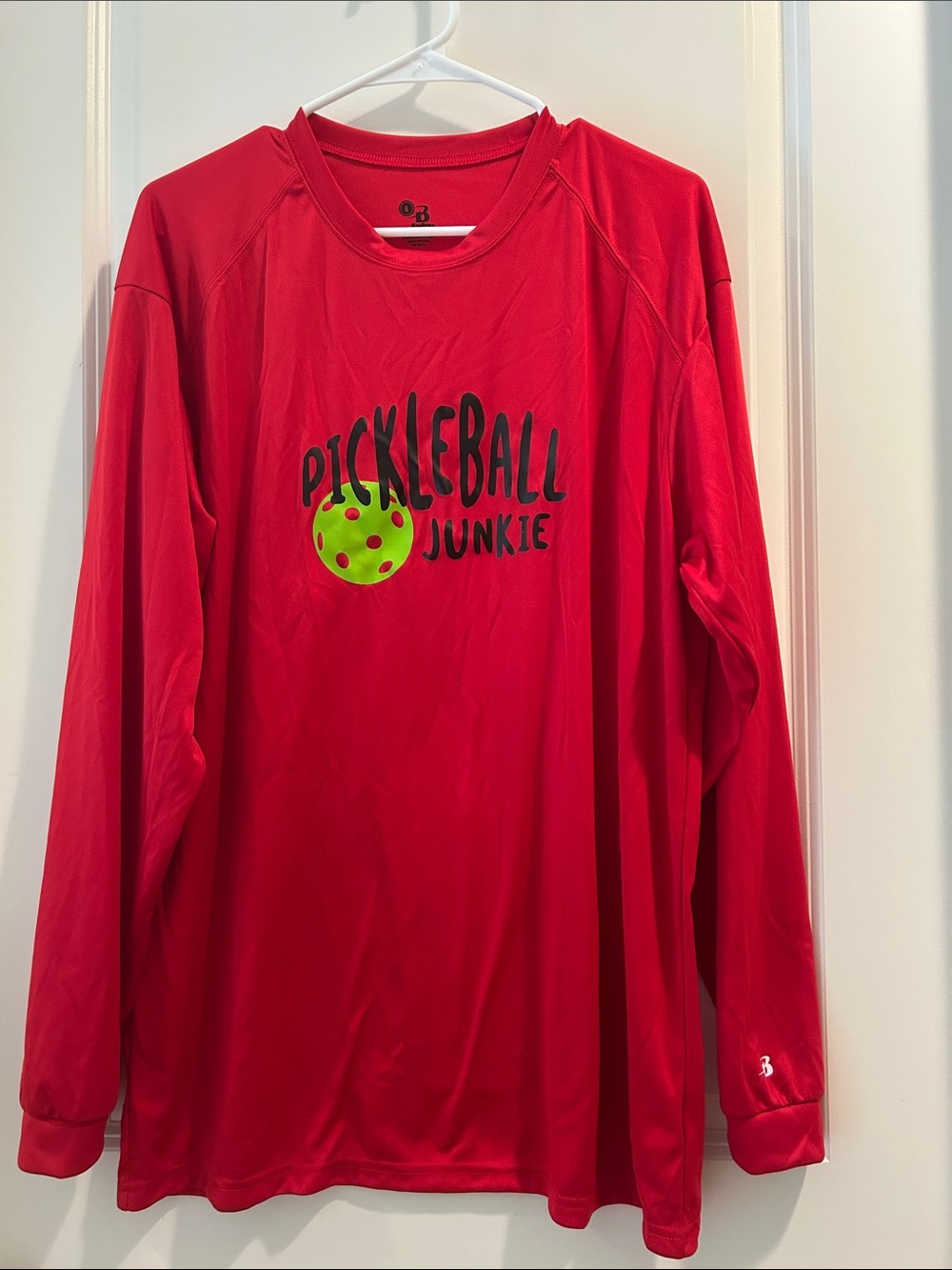 Badger Sport graphic Pickleball Junkie Red Long-Sleeve Athletic shirt size L